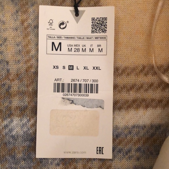 NWT wool-blend, half-zip, boxy hoodie plaid pullover with chest pocket from Zara - Picture 10 of 14